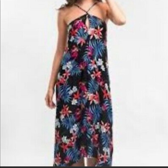 Love Stitch Dresses & Skirts - Lovestitch Tropical Print Halter Keyhole Dress S/M